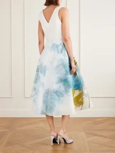 Oscar de la Renta All Over Beach Printed Cotton-blend Poplin Midi Skirt | Thumbnail 3