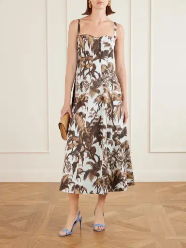 Oscar de la Renta Paneled Printed Cotton-blend Poplin Midi Dress | Thumbnail 2