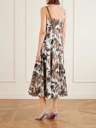 Oscar de la Renta Paneled Printed Cotton-blend Poplin Midi Dress | Thumbnail 3
