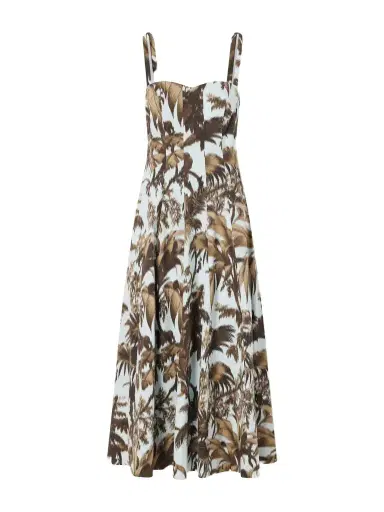 Oscar de la Renta Paneled Printed Cotton-blend Poplin Midi Dress | Thumbnail 1