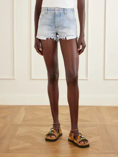 Loewe + Paula's Ibiza Anagram Distressed Straight-leg Denim Shorts | Thumbnail 3 Loewe + Paula's Ibiza Anagram Distressed Straight-leg Denim Shorts | Thumbnail 3