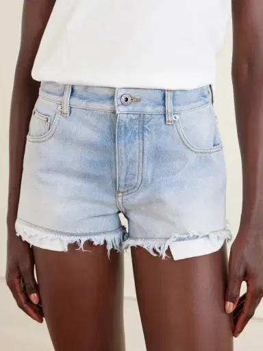 Loewe + Paula's Ibiza Anagram Distressed Straight-leg Denim Shorts | Thumbnail 5 Loewe + Paula's Ibiza Anagram Distressed Straight-leg Denim Shorts | Thumbnail 5
