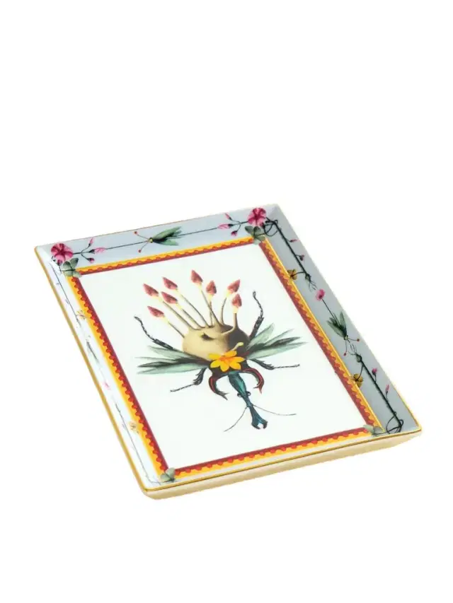 La DoubleJ + Beto Val Gold-plated Painted Porcelain Trinket Tray