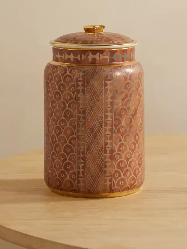 L'Objet Ashanti Large Gold-plated Earthenware Canister