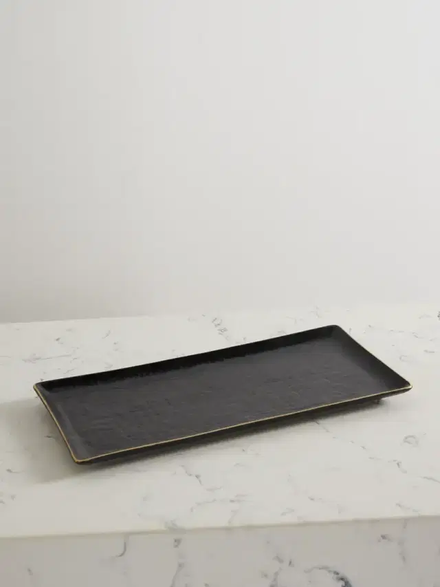 L'Objet Gold-plated Croc-effect Porcelain Tray