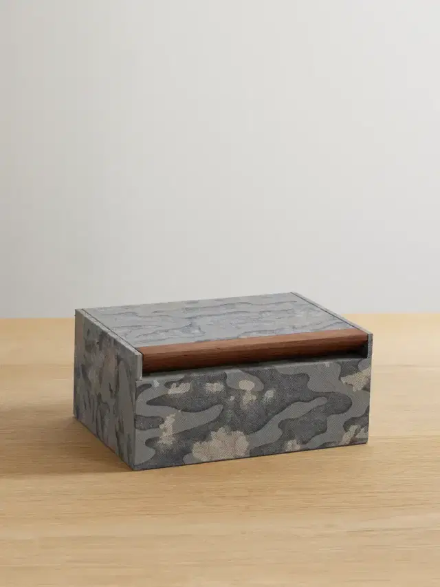 L'Objet Fortuny Isole Camouflage-print Twill And Wood Box