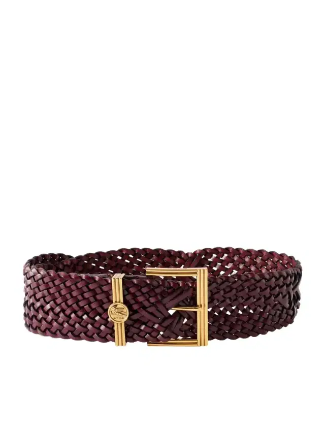 Etro Pegaso Logo-embellished Woven Leather Belt