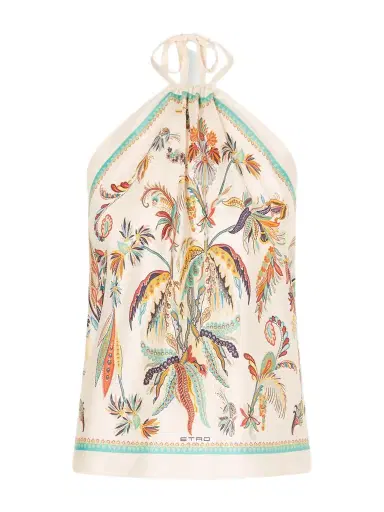 Etro Triangle Floral-print Silk-twill Top | Thumbnail 1 Etro Triangle Floral-print Silk-twill Top | Thumbnail 1