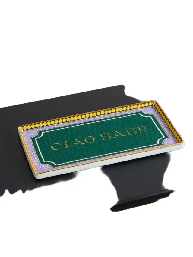 La DoubleJ Ciao Babe Printed Gold-plated Porcelain Tray