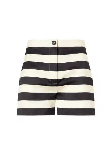 Valentino Garavani Striped Cotton Duchesse-satin Shorts | Thumbnail 1 Valentino Garavani Striped Cotton Duchesse-satin Shorts | Thumbnail 1