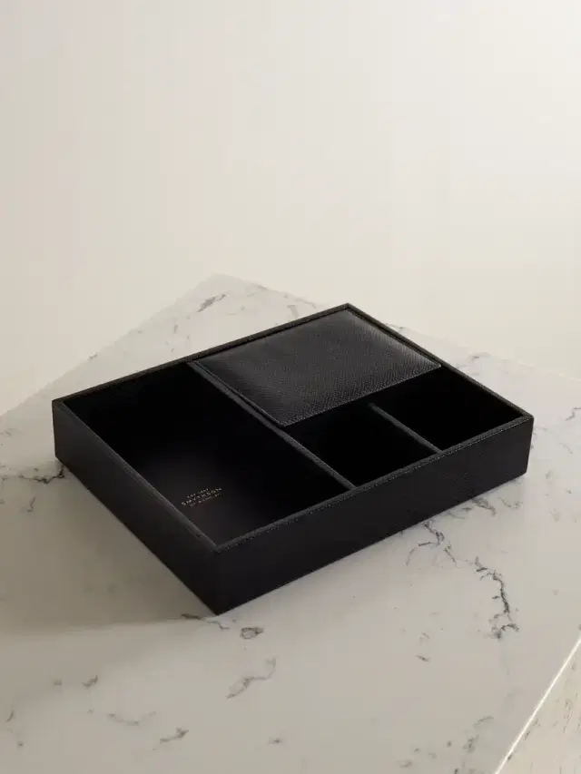 Smythson Panama Textured-leather Valet Tray