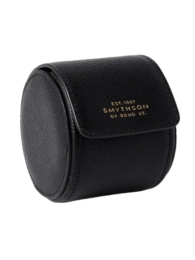 Smythson Panama Textured-leather Watch Roll