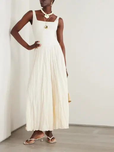 Johanna Ortiz Mariner Ribbed Knit-trimmed Organic Linen-blend Poplin Maxi Dress | Thumbnail 2 Johanna Ortiz Mariner Ribbed Knit-trimmed Organic Linen-blend Poplin Maxi Dress | Thumbnail 2