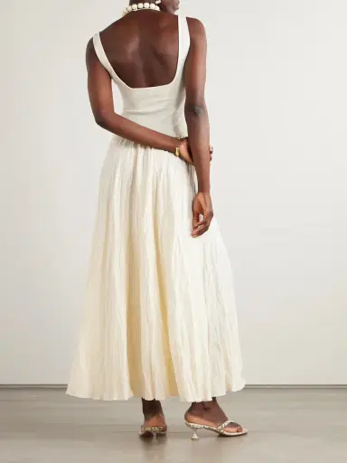 Johanna Ortiz Mariner Ribbed Knit-trimmed Organic Linen-blend Poplin Maxi Dress | Thumbnail 3 Johanna Ortiz Mariner Ribbed Knit-trimmed Organic Linen-blend Poplin Maxi Dress | Thumbnail 3