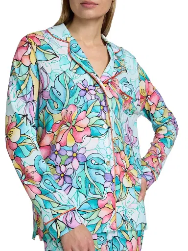 Johnny Was Women's The Carly Floral Cotton-Blend Pajamas - Roie - Size XL | Thumbnail 6 Johnny Was Women's The Carly Floral Cotton-Blend Pajamas - Roie - Size XL | Thumbnail 6