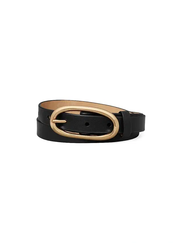 Tory Burch Women's Pierced Buckle Leather Belt - Black Gold