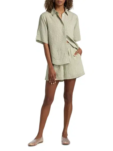 DEREK LAM 10 CROSBY Women's Keaton Striped Split-Sleeve Shirt - Fatigue Stripe | Thumbnail 2 DEREK LAM 10 CROSBY Women's Keaton Striped Split-Sleeve Shirt - Fatigue Stripe | Thumbnail 2