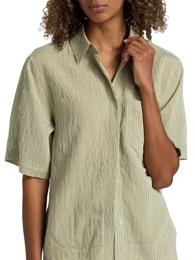 DEREK LAM 10 CROSBY Women's Keaton Striped Split-Sleeve Shirt - Fatigue Stripe | Thumbnail 6 DEREK LAM 10 CROSBY Women's Keaton Striped Split-Sleeve Shirt - Fatigue Stripe | Thumbnail 6