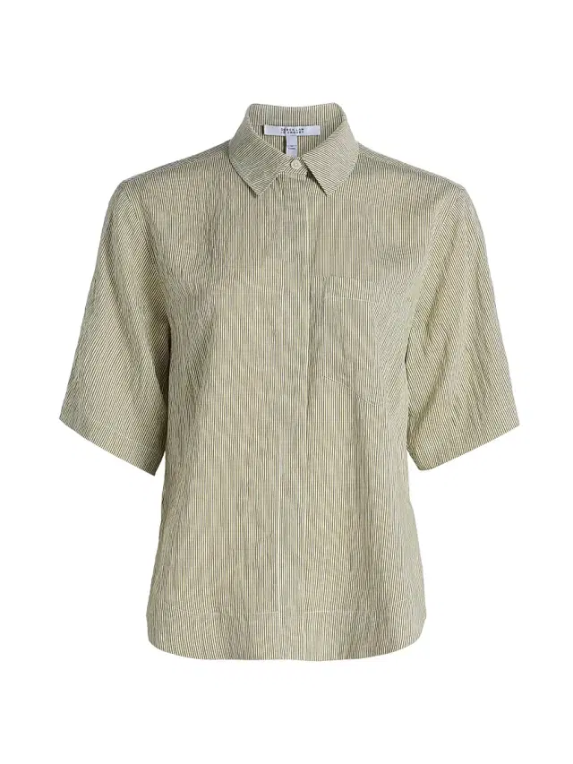 Derek Lam 10 Crosby Women's Keaton Striped Split-Sleeve Shirt - Fatigue Stripe