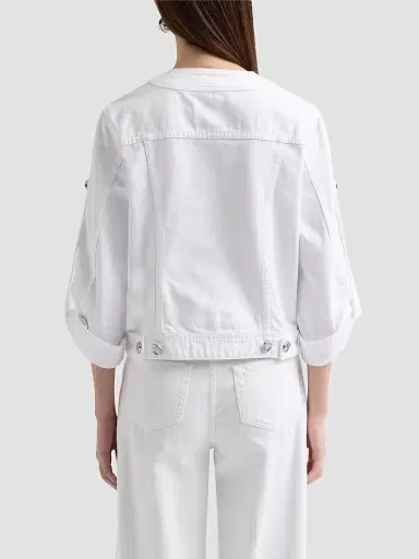 L'AGENCE Women's Anouk Denim Collarless Jacket - Blanc | Thumbnail 3 L'AGENCE Women's Anouk Denim Collarless Jacket - Blanc | Thumbnail 3