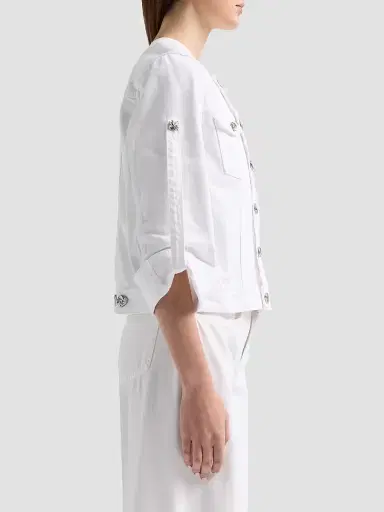 L'AGENCE Women's Anouk Denim Collarless Jacket - Blanc | Thumbnail 5 L'AGENCE Women's Anouk Denim Collarless Jacket - Blanc | Thumbnail 5