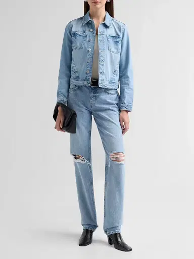 L'Agence Women's Celine Denim Slim-Fit Jacket - Fontana - Size Large | Thumbnail 2