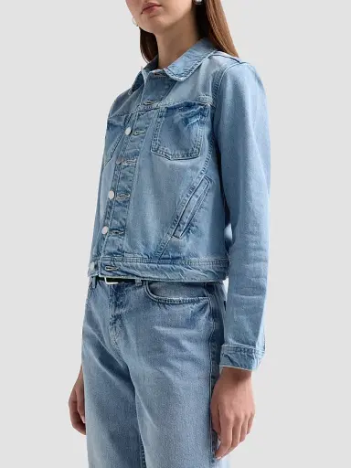 L'Agence Women's Celine Denim Slim-Fit Jacket - Fontana - Size Large | Thumbnail 5