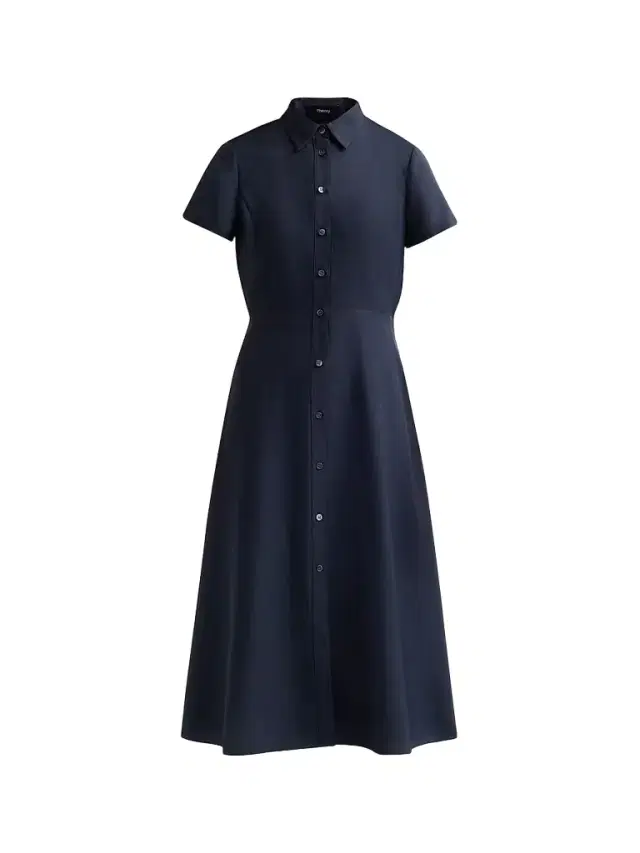 Theory Women's Short-Sleeve Midi-Shirtdress - Nocturne Navy