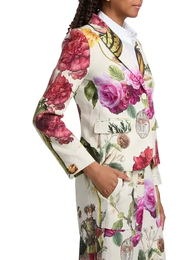Libertine Women's Hollyhock Linen Classic Jacket - Cream Multi | Thumbnail 4
