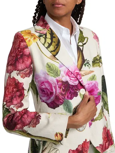 Libertine Women's Hollyhock Linen Classic Jacket - Cream Multi | Thumbnail 6