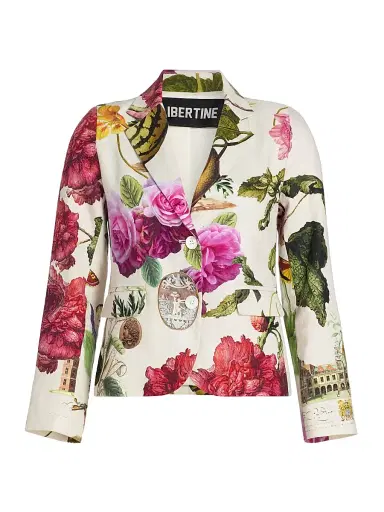 Libertine Women's Hollyhock Linen Classic Jacket - Cream Multi | Thumbnail 1