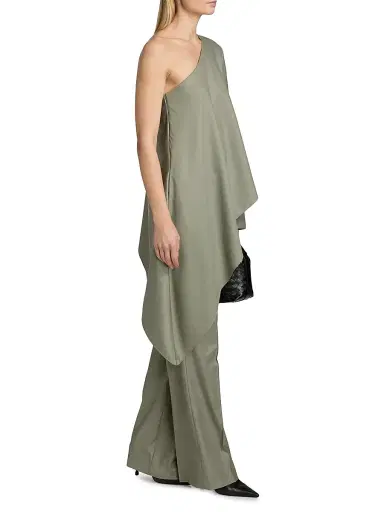 Ronny Kobo Women's Cassidy Wool-Blend Asymmetric One-Shoulder Top - Sage - Size XS | Thumbnail 4