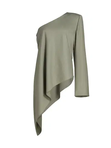 Ronny Kobo Women's Cassidy Wool-Blend Asymmetric One-Shoulder Top - Sage - Size XS | Thumbnail 1