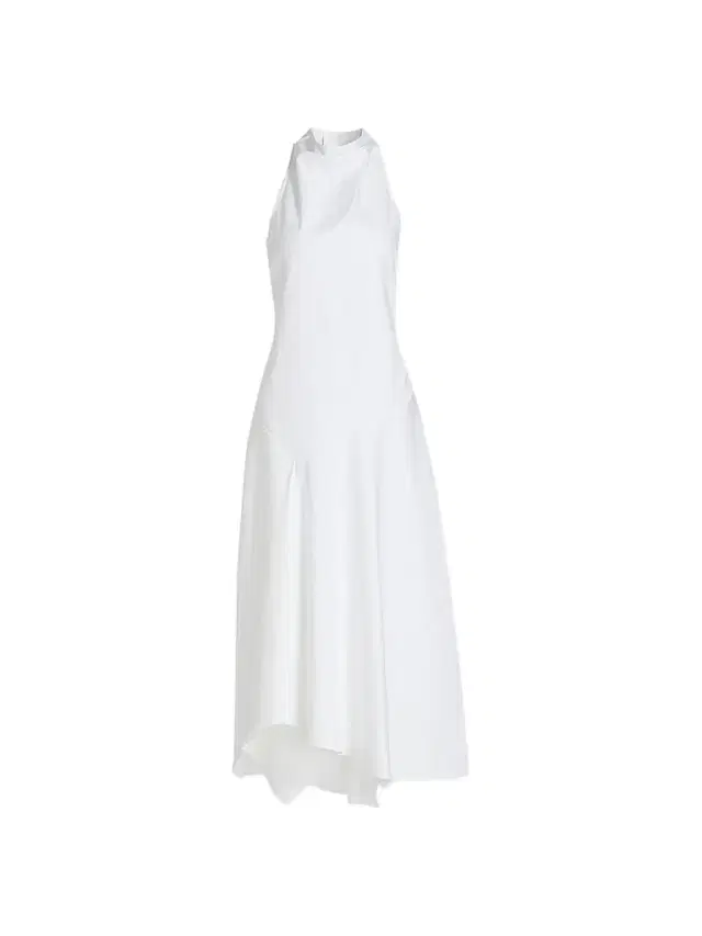 Women's Dropped & Dramatic Poplin Cotton Midi-Dress - White