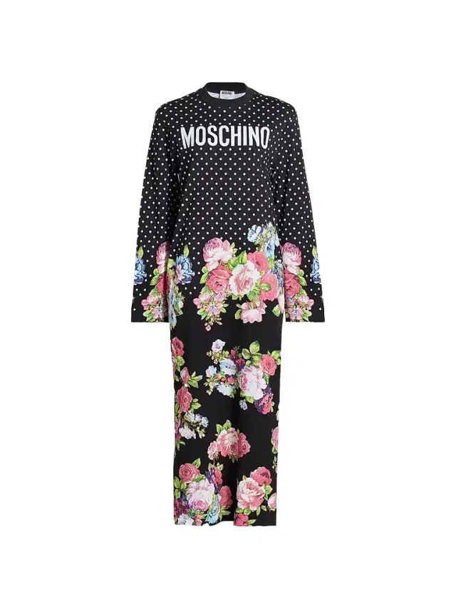 Moschino Women's Mixed Print Logo Cotton Maxi Dress - Multi Color