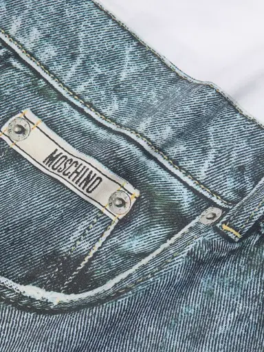 MOSCHINO Women's Oversized Denim-Effect Stretch Cotton Shirt - Multi White | Thumbnail 7
