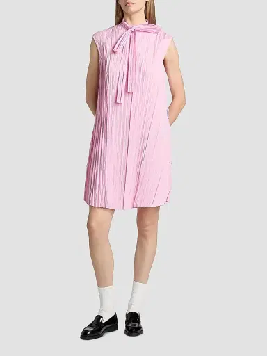 MOSCHINO Women's Pleated Tieneck Minidress - Pink | Thumbnail 2