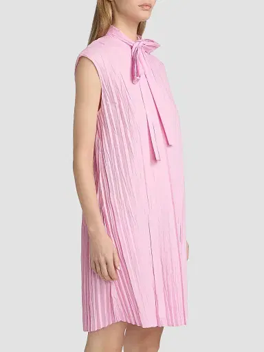 MOSCHINO Women's Pleated Tieneck Minidress - Pink | Thumbnail 4