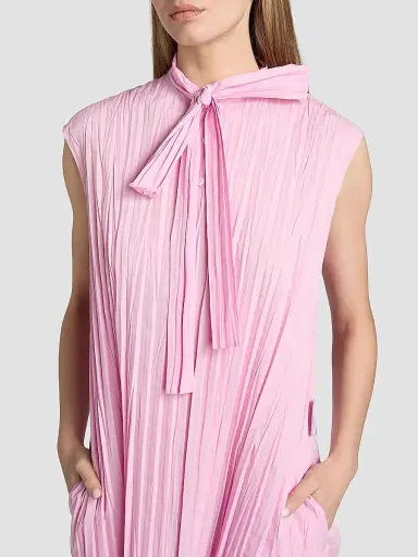 MOSCHINO Women's Pleated Tieneck Minidress - Pink | Thumbnail 6