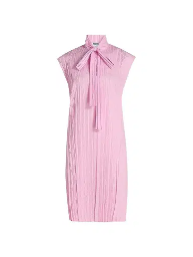 MOSCHINO Women's Pleated Tieneck Minidress - Pink | Thumbnail 1