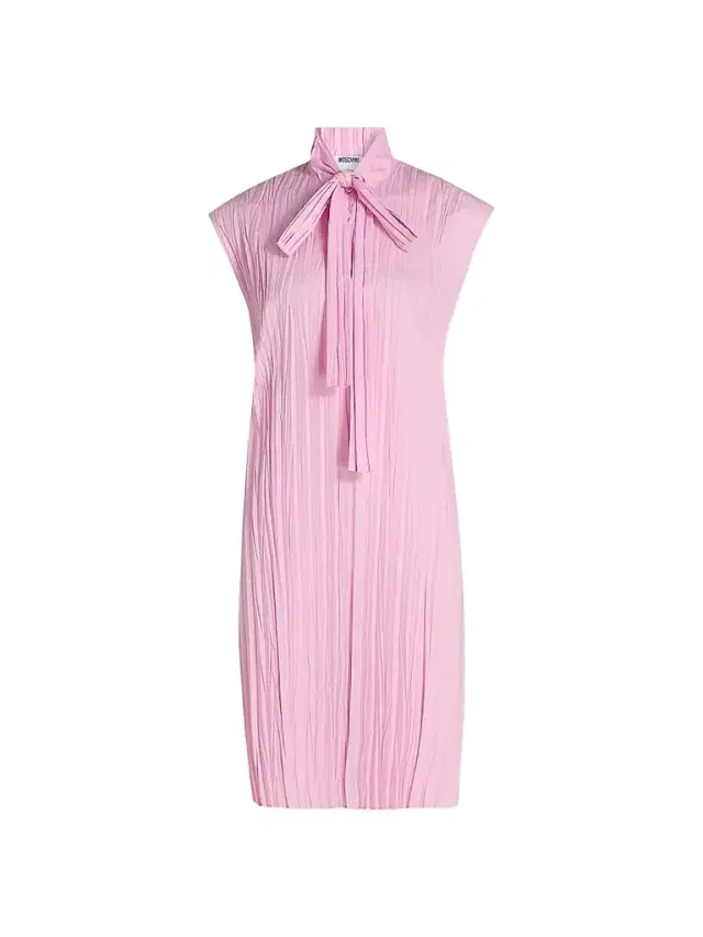 MOSCHINO Women's Pleated Tieneck Minidress - Pink