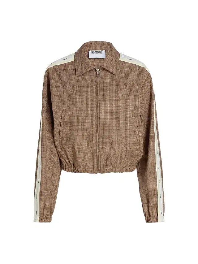 Moschino Women's Plaid Wool-Blend Logo Tape Jacket - Multi Brown