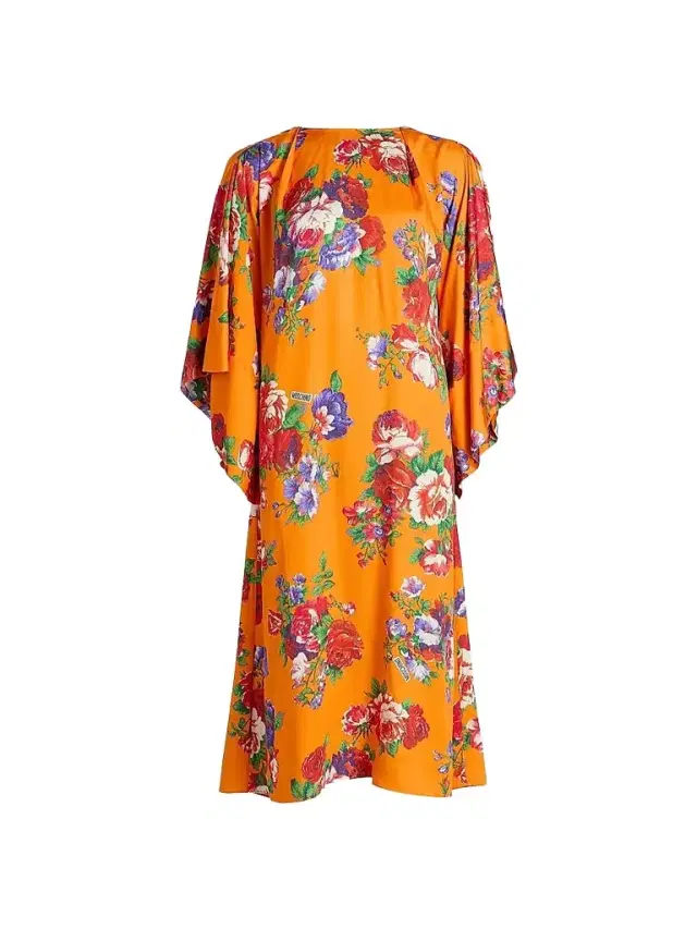 Moschino Women's Floral Jersey Draped Midi-Dress - Multi Orange
