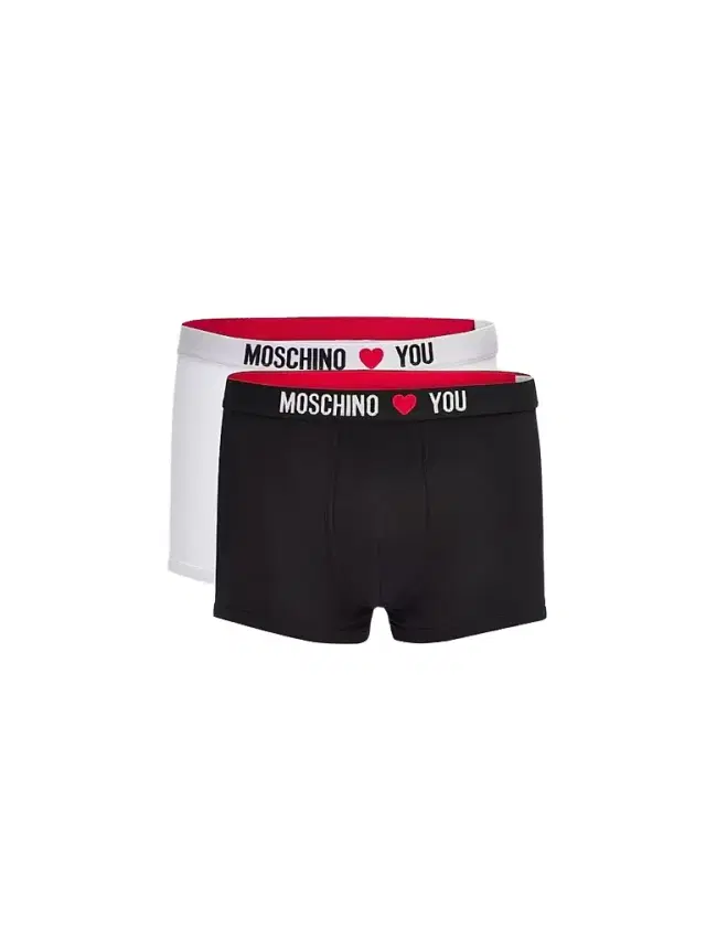 MOSCHINO Men's My Valentine Stretch-Jersey Trunk Brief 2-Pack - Multi Black