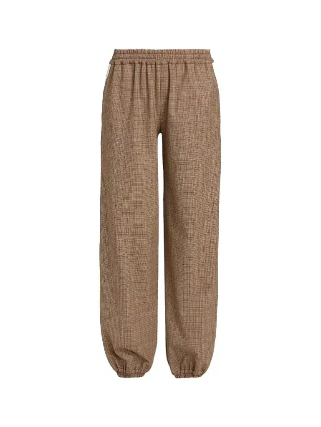 Moschino Women's Plaid Wool-Blend Logo Tape Trousers - Multi Brown