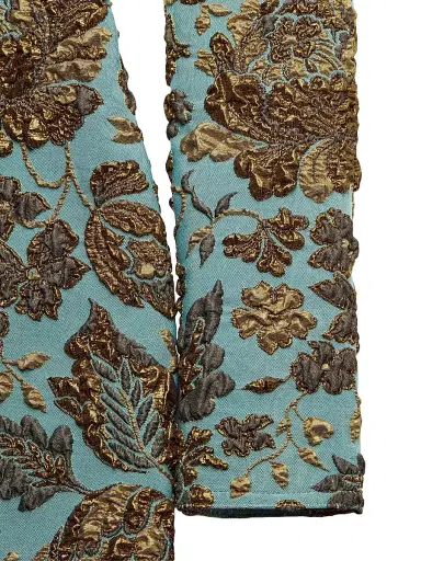 Saint Laurent Women's Mini Dress in Stretch Brocade - Aqua | Thumbnail 7