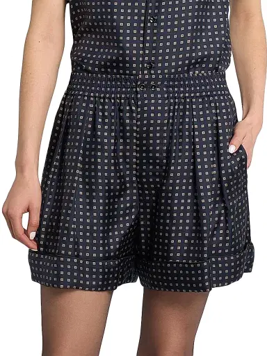Saint Laurent Women's Pajama Shorts in Square Silk Satin - Marine - Size 10 | Thumbnail 3 Saint Laurent Women's Pajama Shorts in Square Silk Satin - Marine - Size 10 | Thumbnail 3