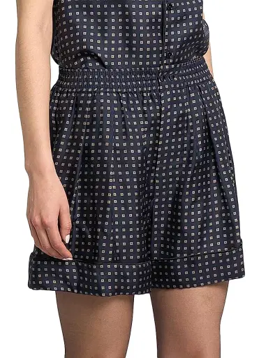 Saint Laurent Women's Pajama Shorts in Square Silk Satin - Marine - Size 10 | Thumbnail 4 Saint Laurent Women's Pajama Shorts in Square Silk Satin - Marine - Size 10 | Thumbnail 4