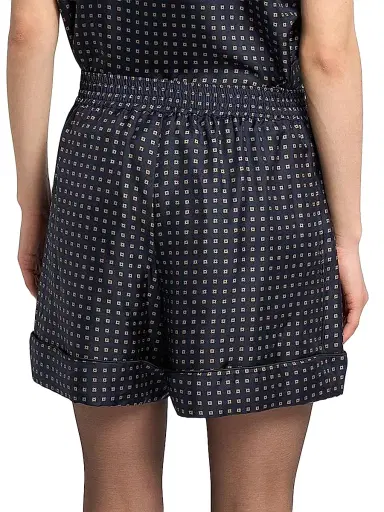 Saint Laurent Women's Pajama Shorts in Square Silk Satin - Marine - Size 10 | Thumbnail 5 Saint Laurent Women's Pajama Shorts in Square Silk Satin - Marine - Size 10 | Thumbnail 5