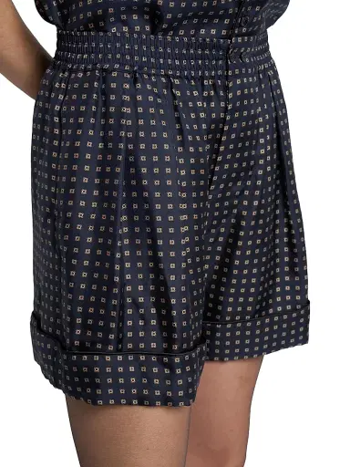 Saint Laurent Women's Pajama Shorts in Square Silk Satin - Marine - Size 10 | Thumbnail 6 Saint Laurent Women's Pajama Shorts in Square Silk Satin - Marine - Size 10 | Thumbnail 6